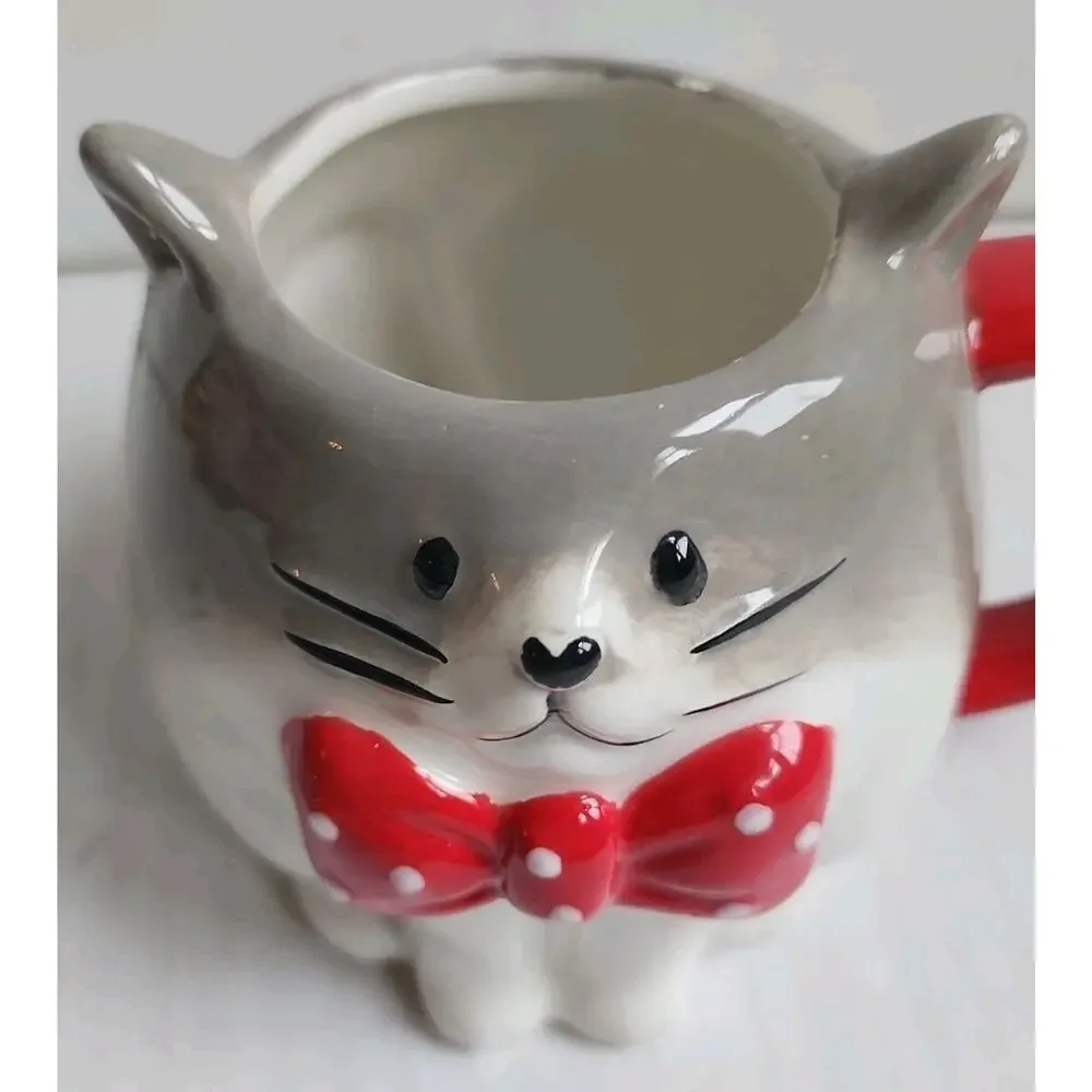 2023 Target Wondershop Cat with Polka Dot Bow Tie Coffee Tea Earthenware Mug
